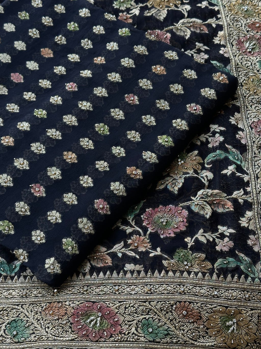 Midnight Noir Pure Banarasi Khaddi Unstitched Suit