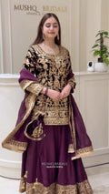 Noor-e-Sultan Velvet Sharara Set with Potli