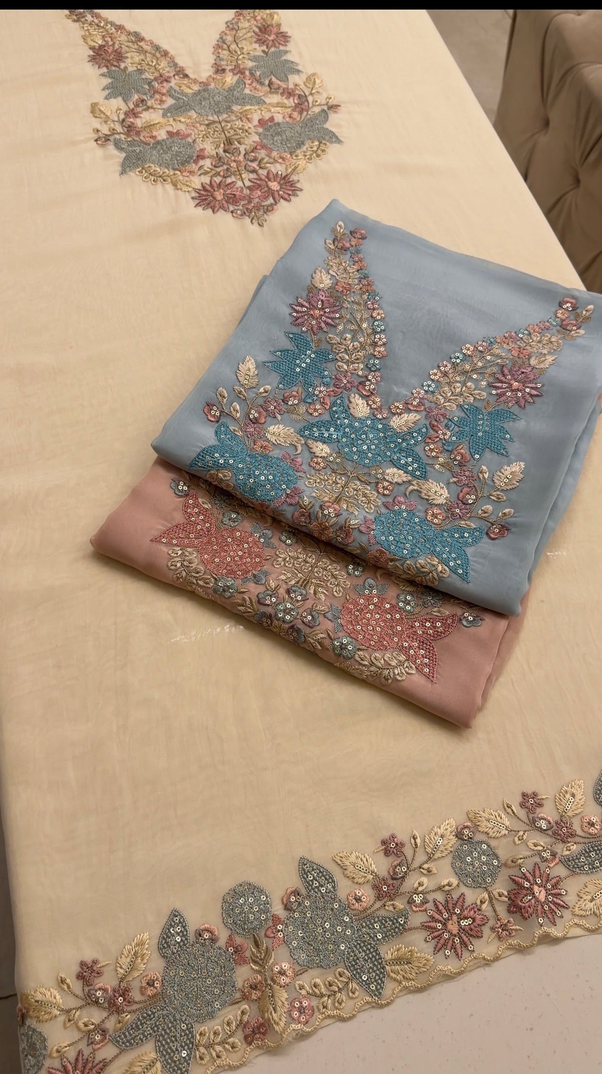 Luxury Soft Organza Embroidered Unstitched Suit
