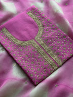 Pink Ombre Organza Suit with Hand Embroidery