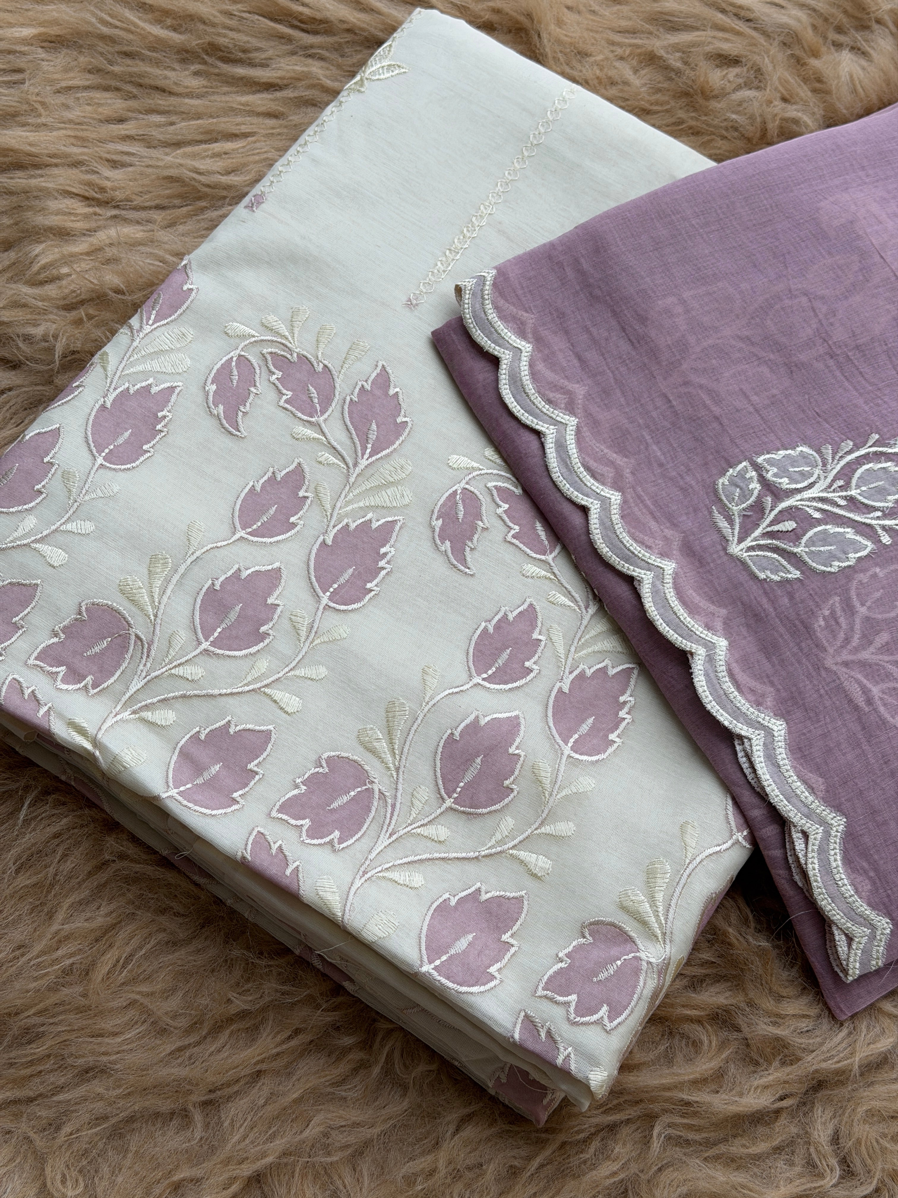 Everyday Elegance Pure Mull Chanderi Suit with Subtle Floral Work