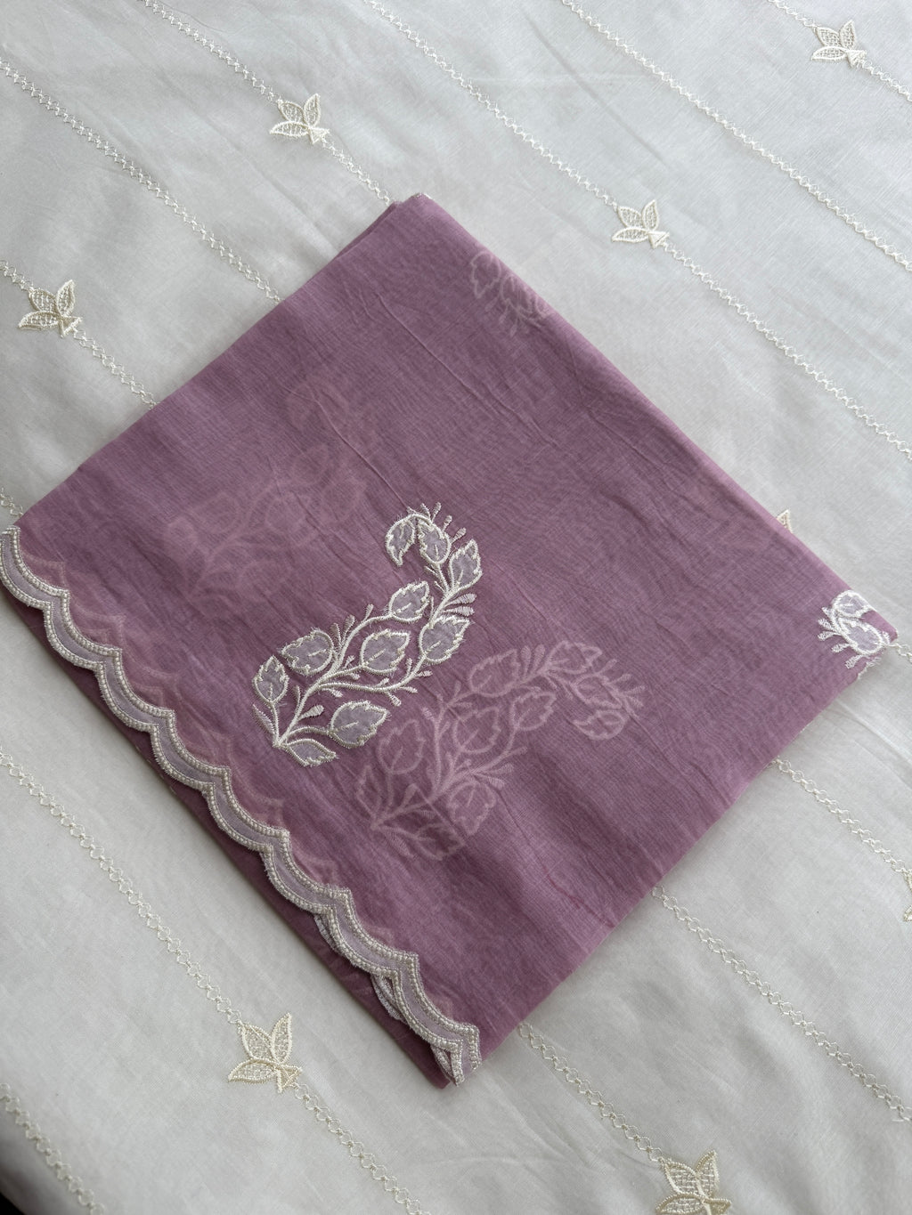 Everyday Elegance Pure Mull Chanderi Suit with Subtle Floral Work