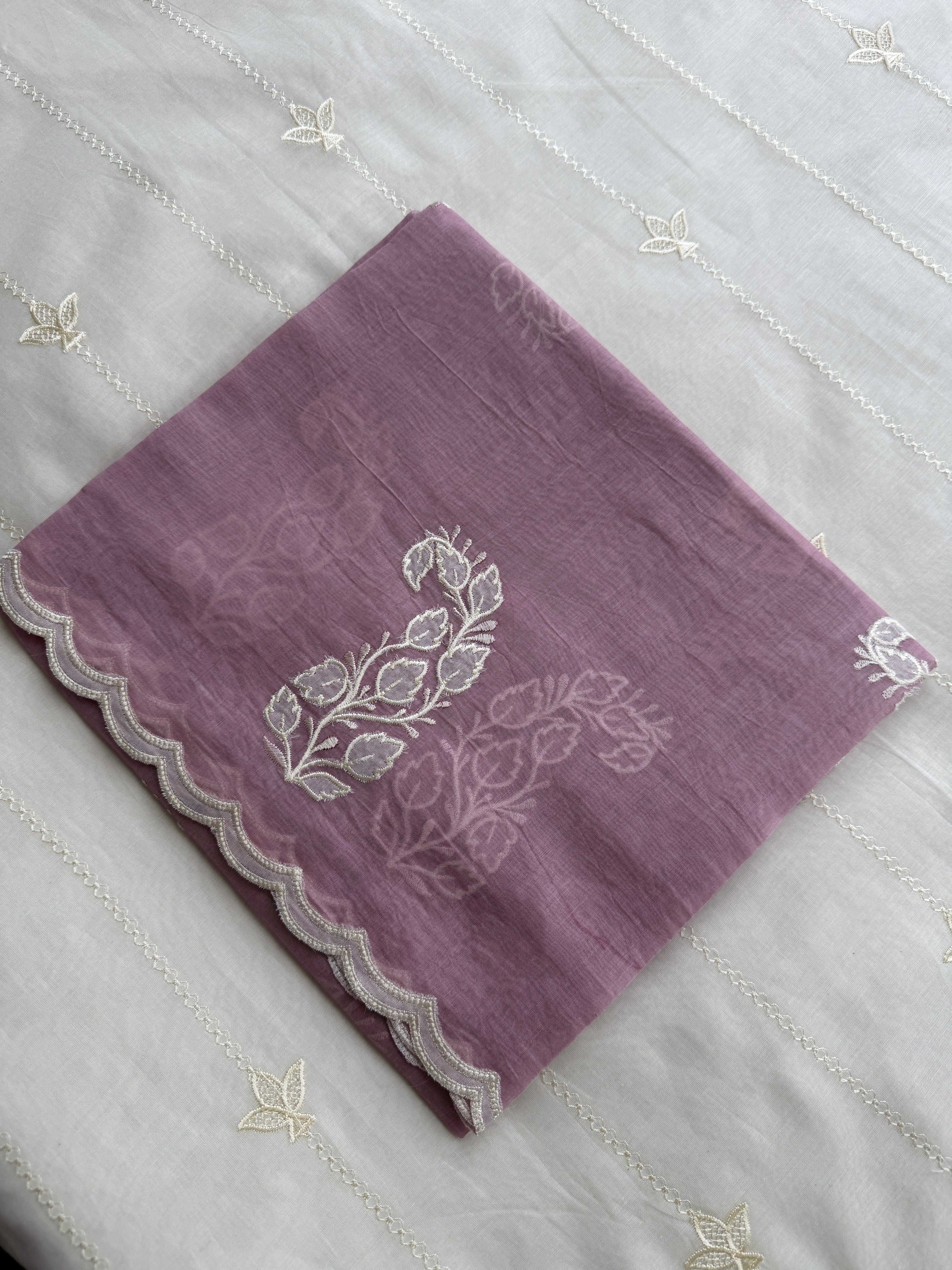 Everyday Elegance Pure Mull Chanderi Suit with Subtle Floral Work