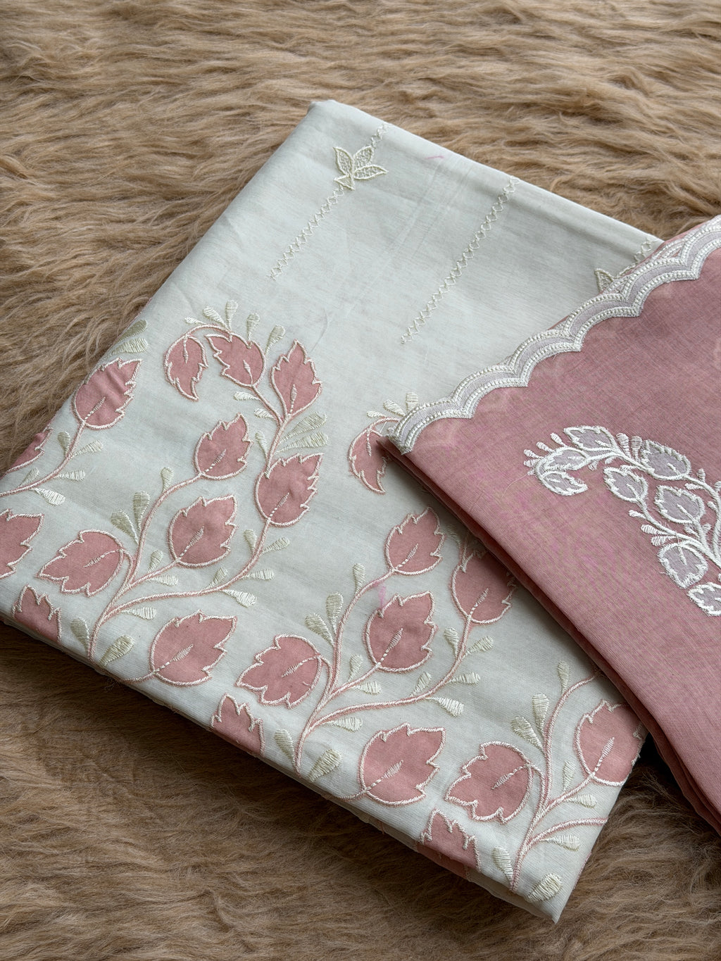 Everyday Elegance Pure Mull Chanderi Suit with Subtle Floral Work