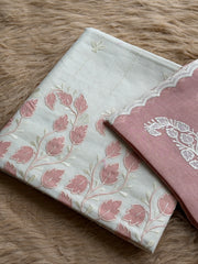 Everyday Elegance Pure Mull Chanderi Suit with Subtle Floral Work