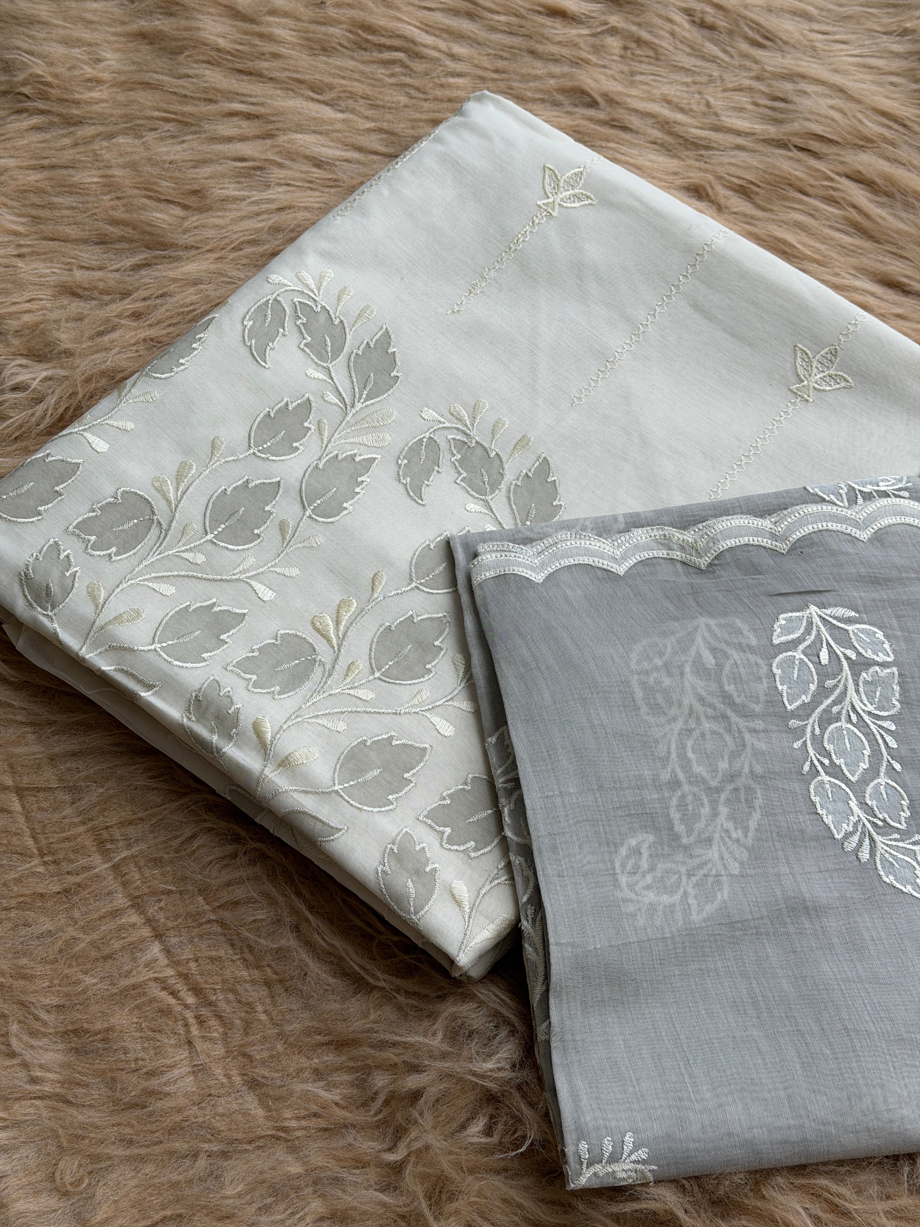 Everyday Elegance Pure Mull Chanderi Suit with Subtle Floral Work
