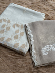Everyday Elegance Pure Mull Chanderi Suit with Subtle Floral Work
