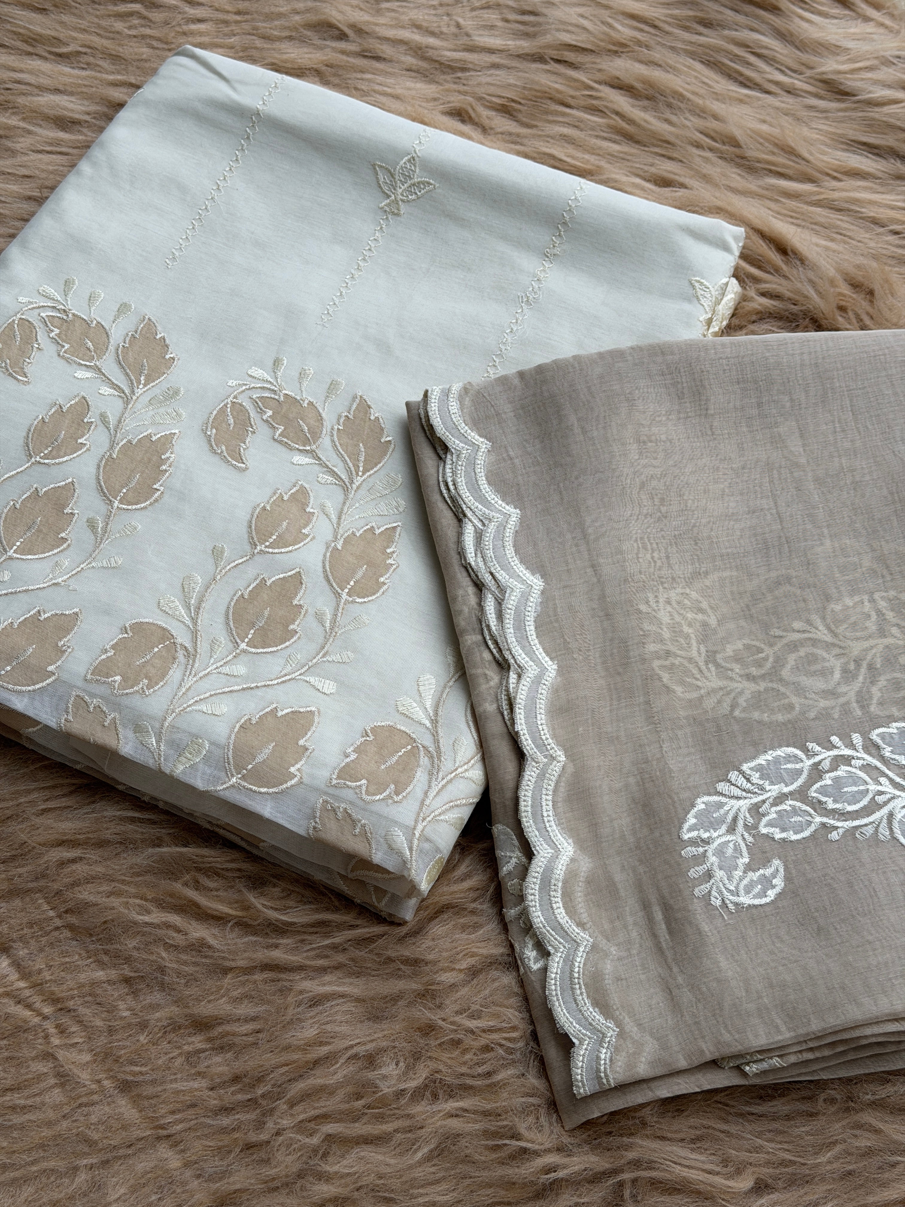 Everyday Elegance Pure Mull Chanderi Suit with Subtle Floral Work