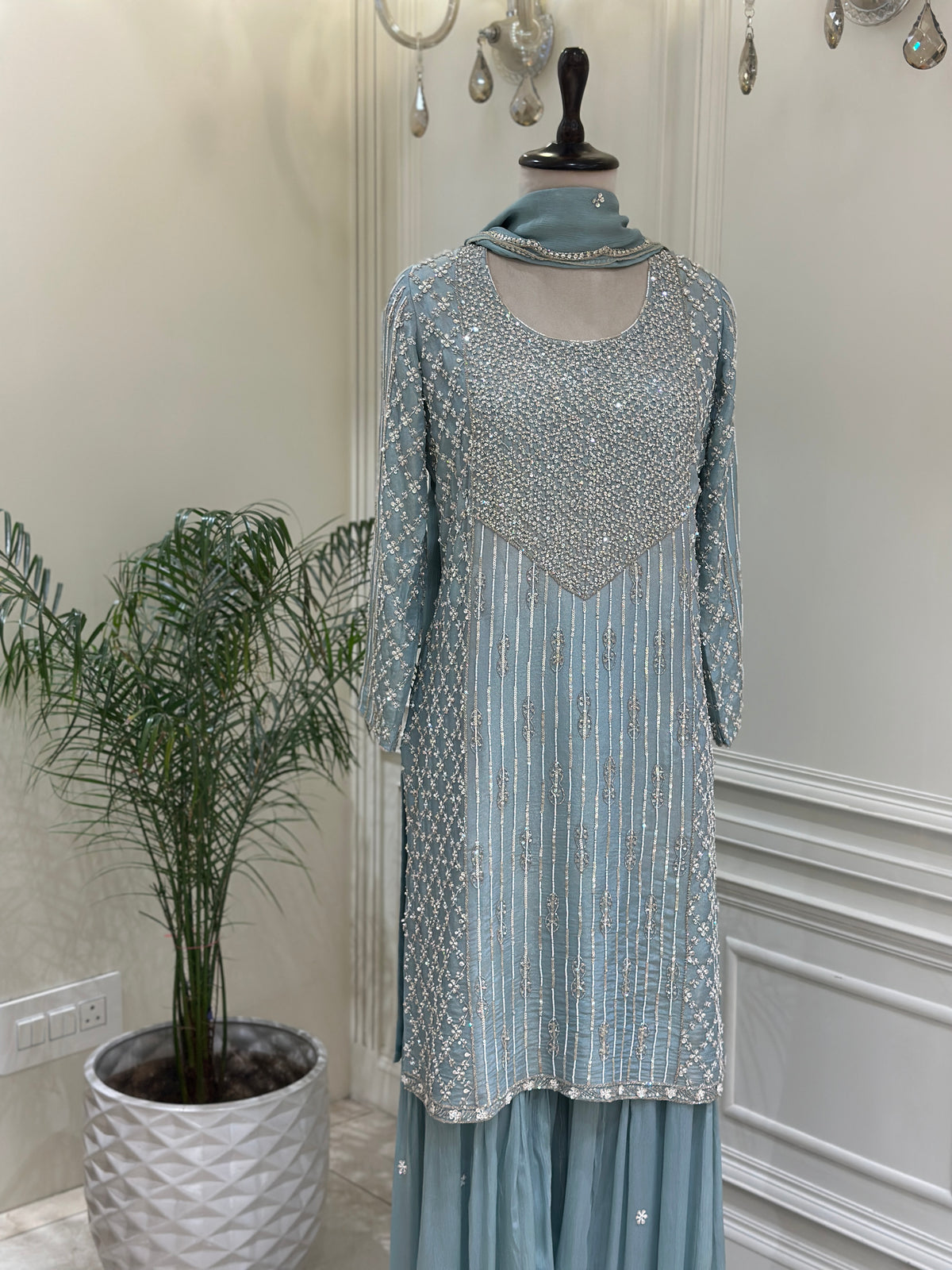 Noor-e-Simra Tissue Silk Gharara Set