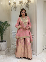 Noor-e-Raahat Tissue Silk Sharara Set