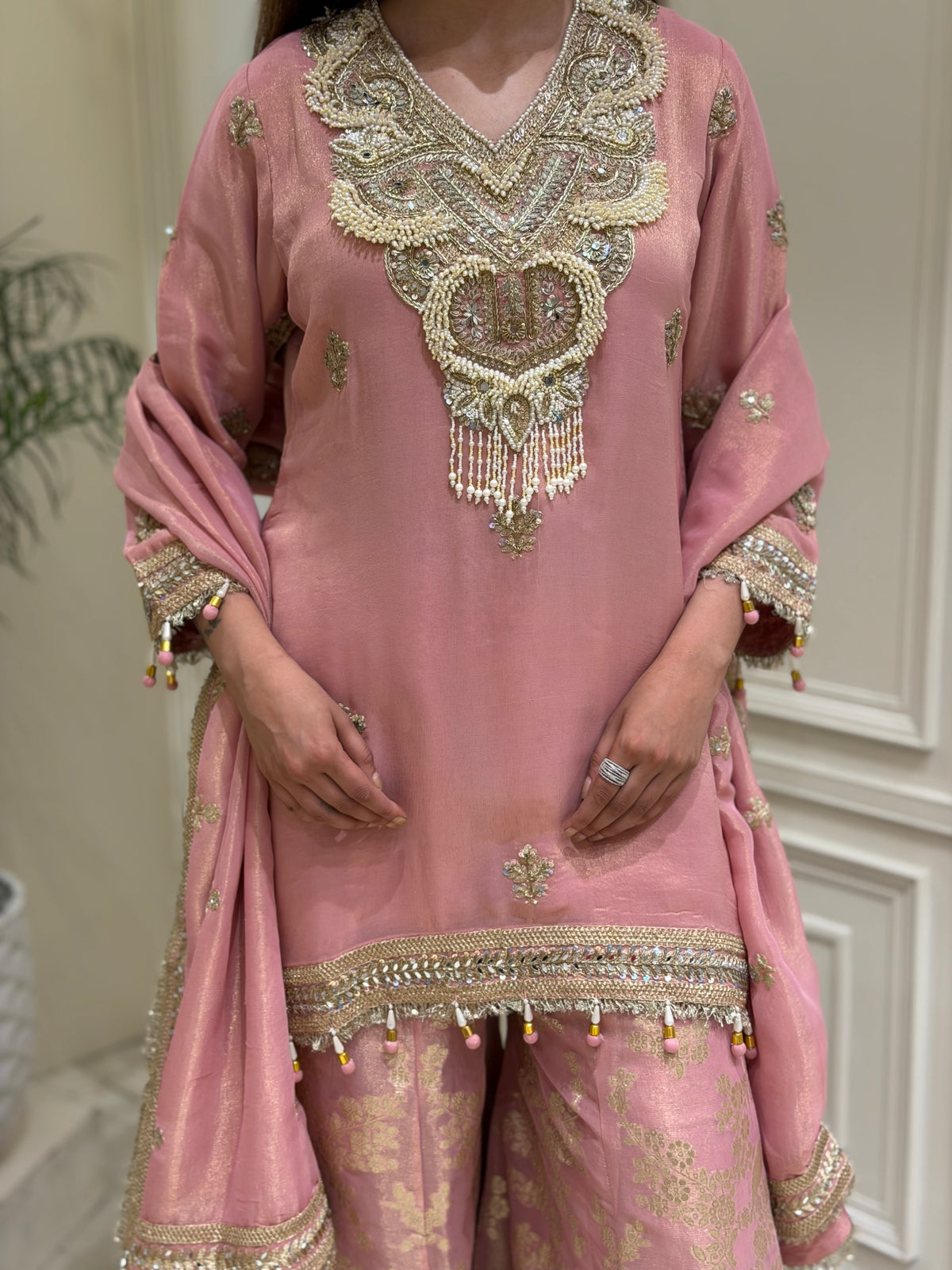 Noor-e-Raahat Tissue Silk Sharara Set