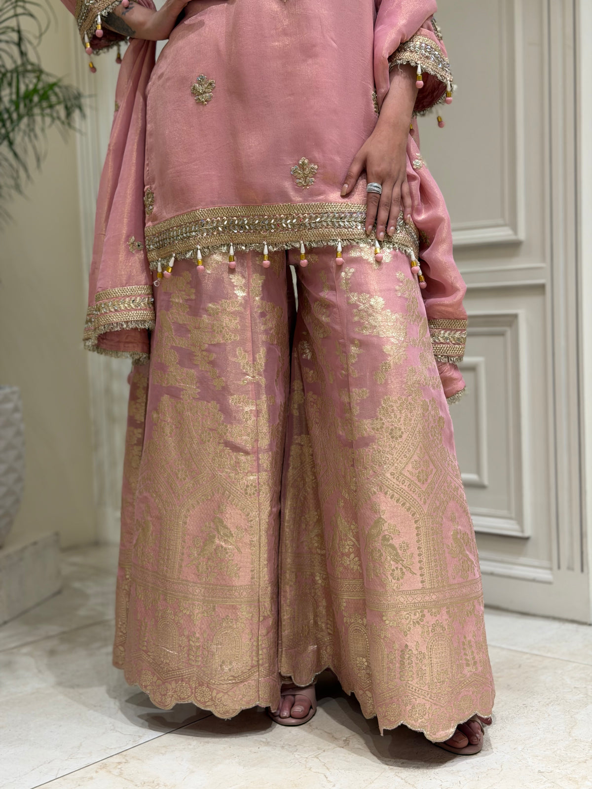 Noor-e-Raahat Tissue Silk Sharara Set