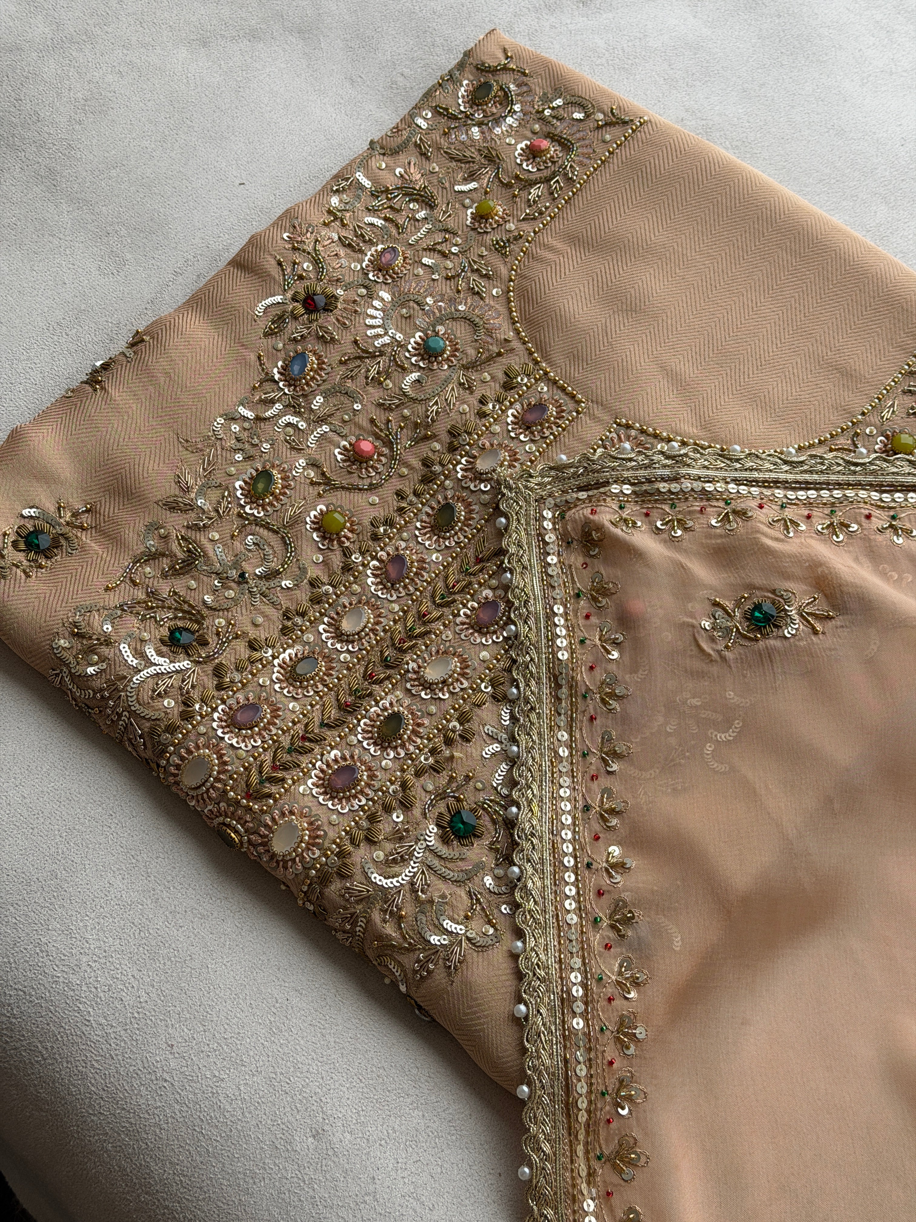 Premium Designer Suit with Intricate Handwork & Jewel Accents