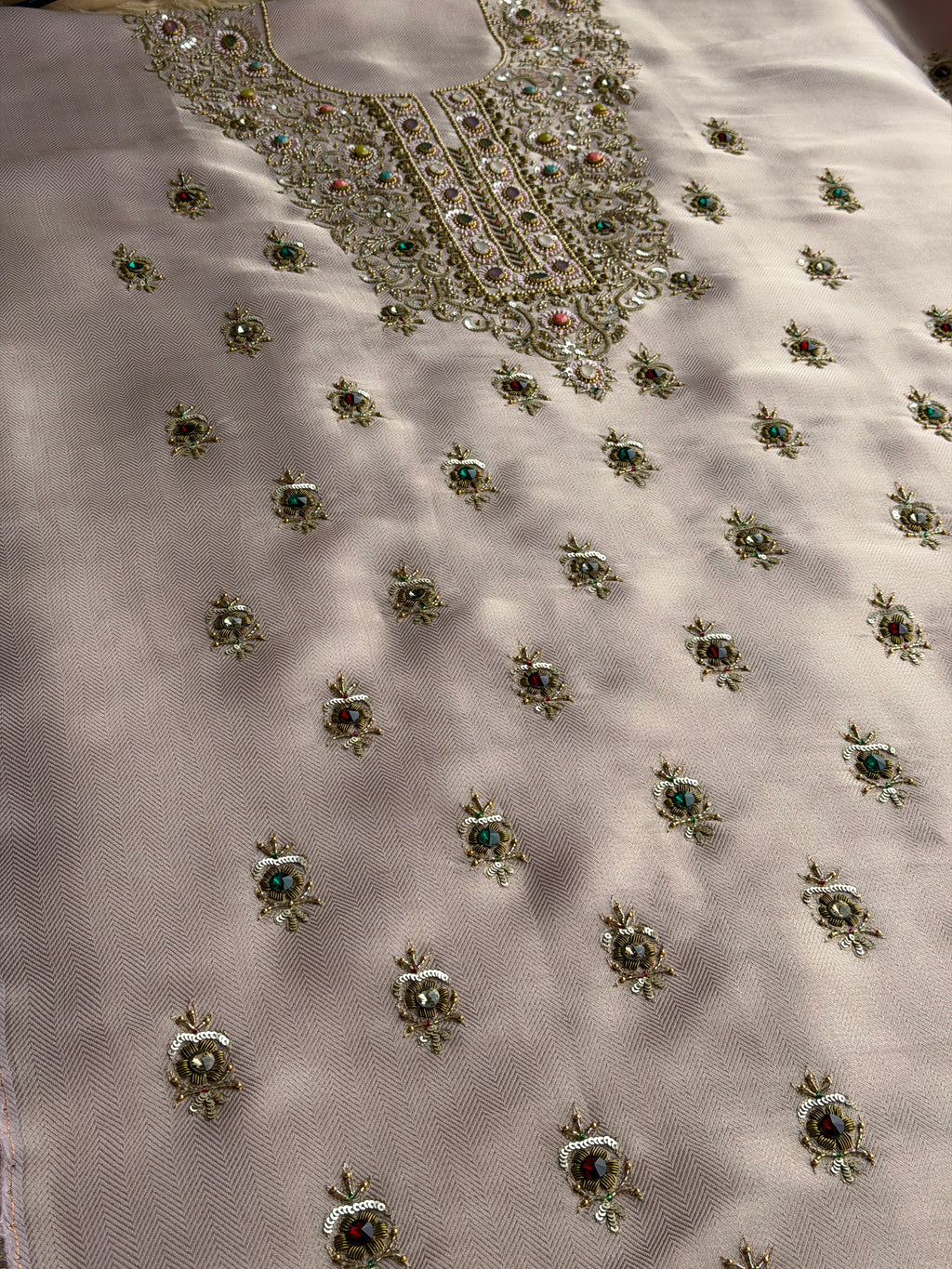 Premium Designer Suit with Intricate Handwork & Jewel Accents