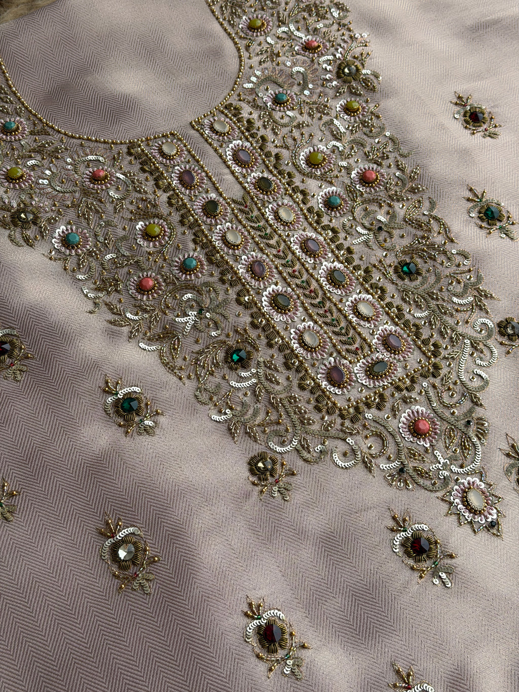 Premium Designer Suit with Intricate Handwork & Jewel Accents