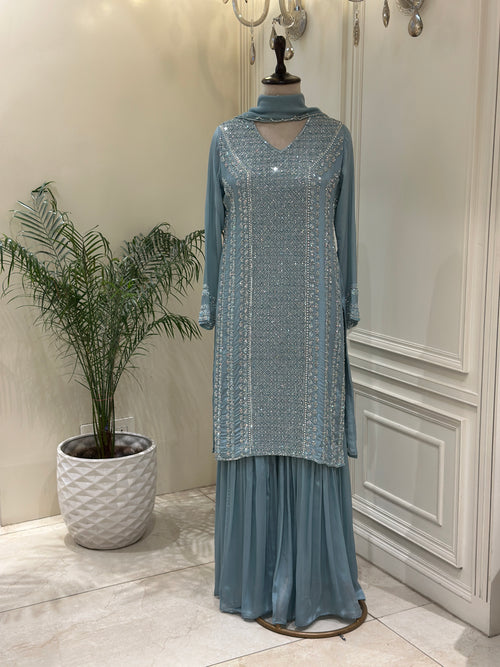 Noor-e-Firoza Chinon Zardozi Gharara Set