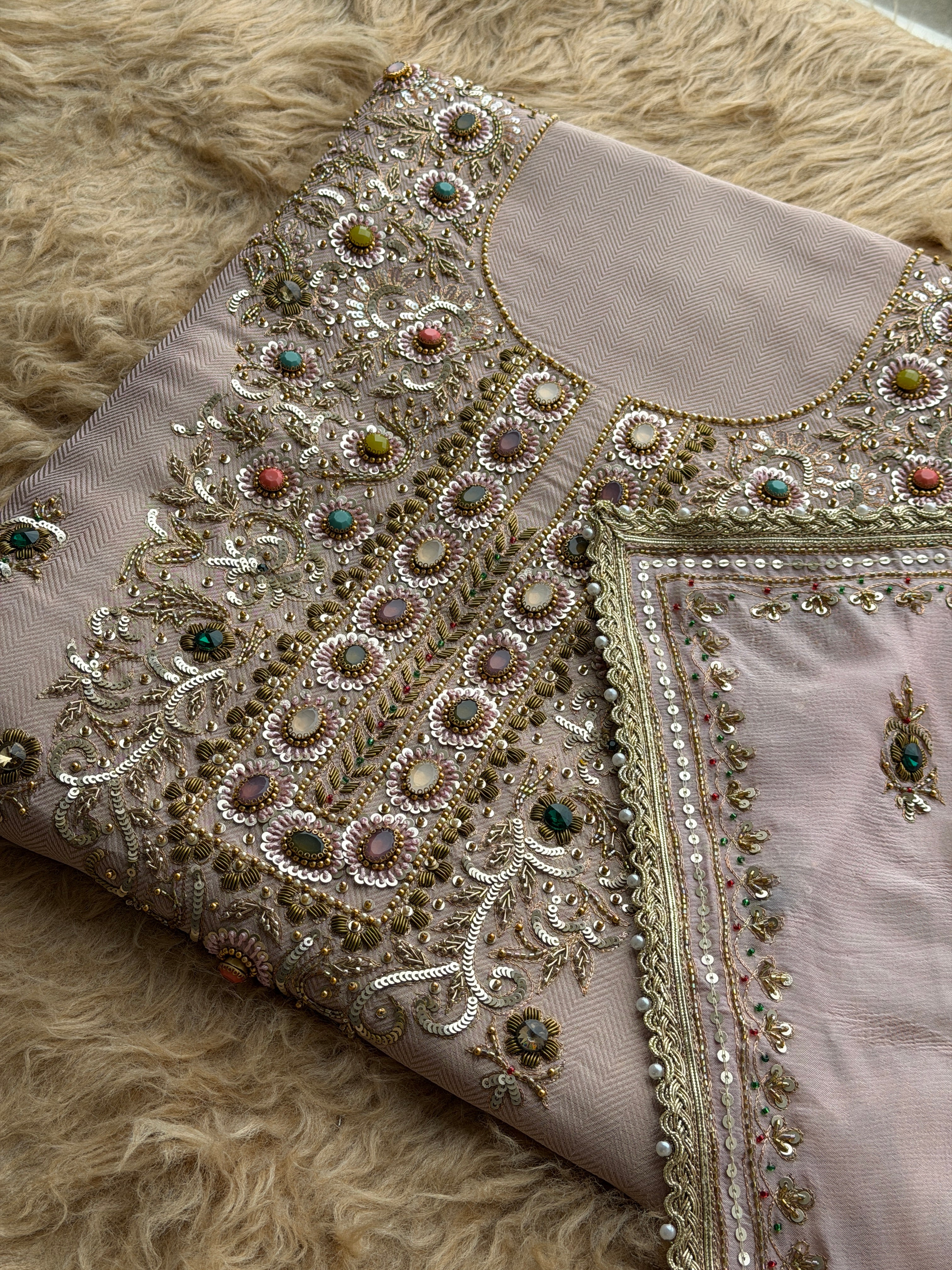 Premium Designer Suit with Intricate Handwork & Jewel Accents