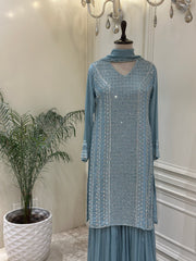 Noor-e-Firoza Chinon Zardozi Gharara Set