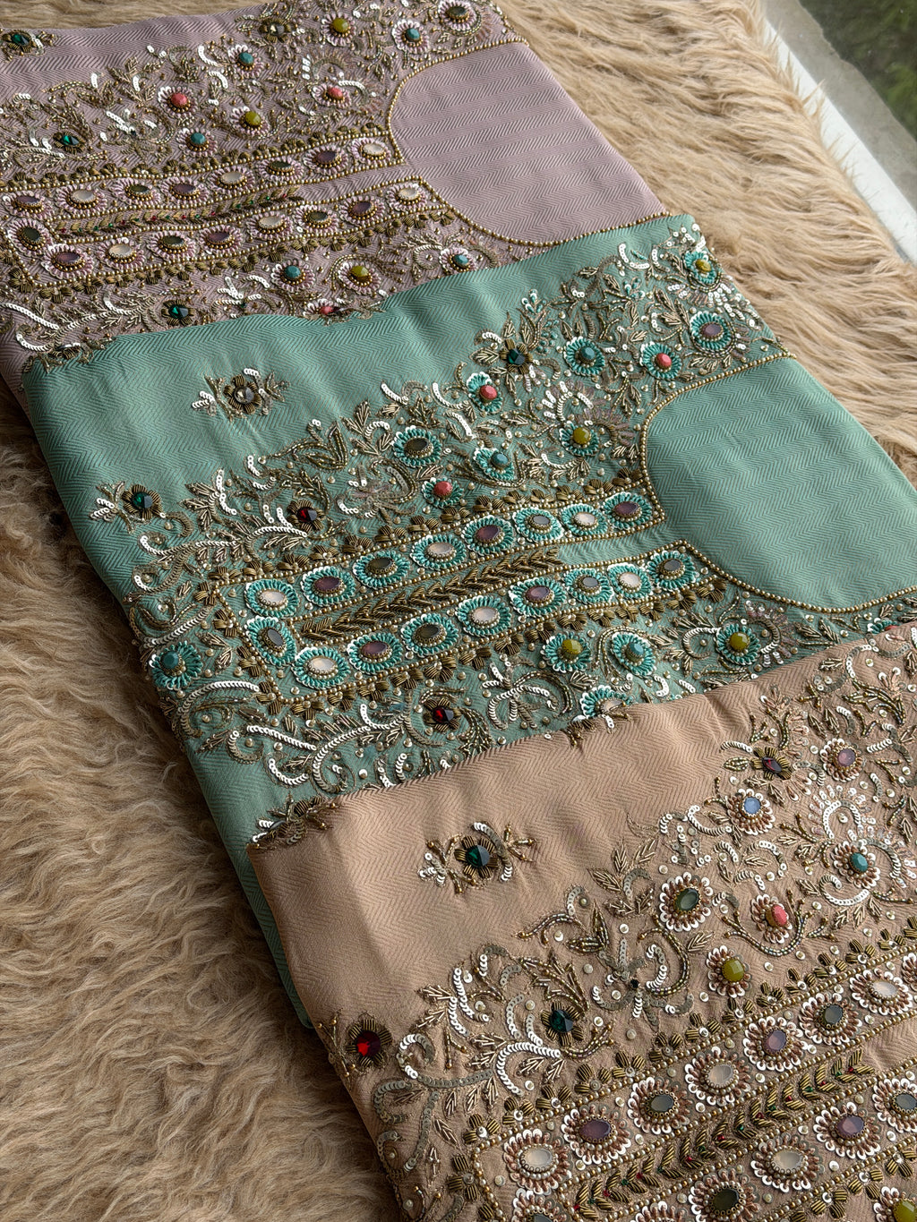 Premium Designer Suit with Intricate Handwork & Jewel Accents