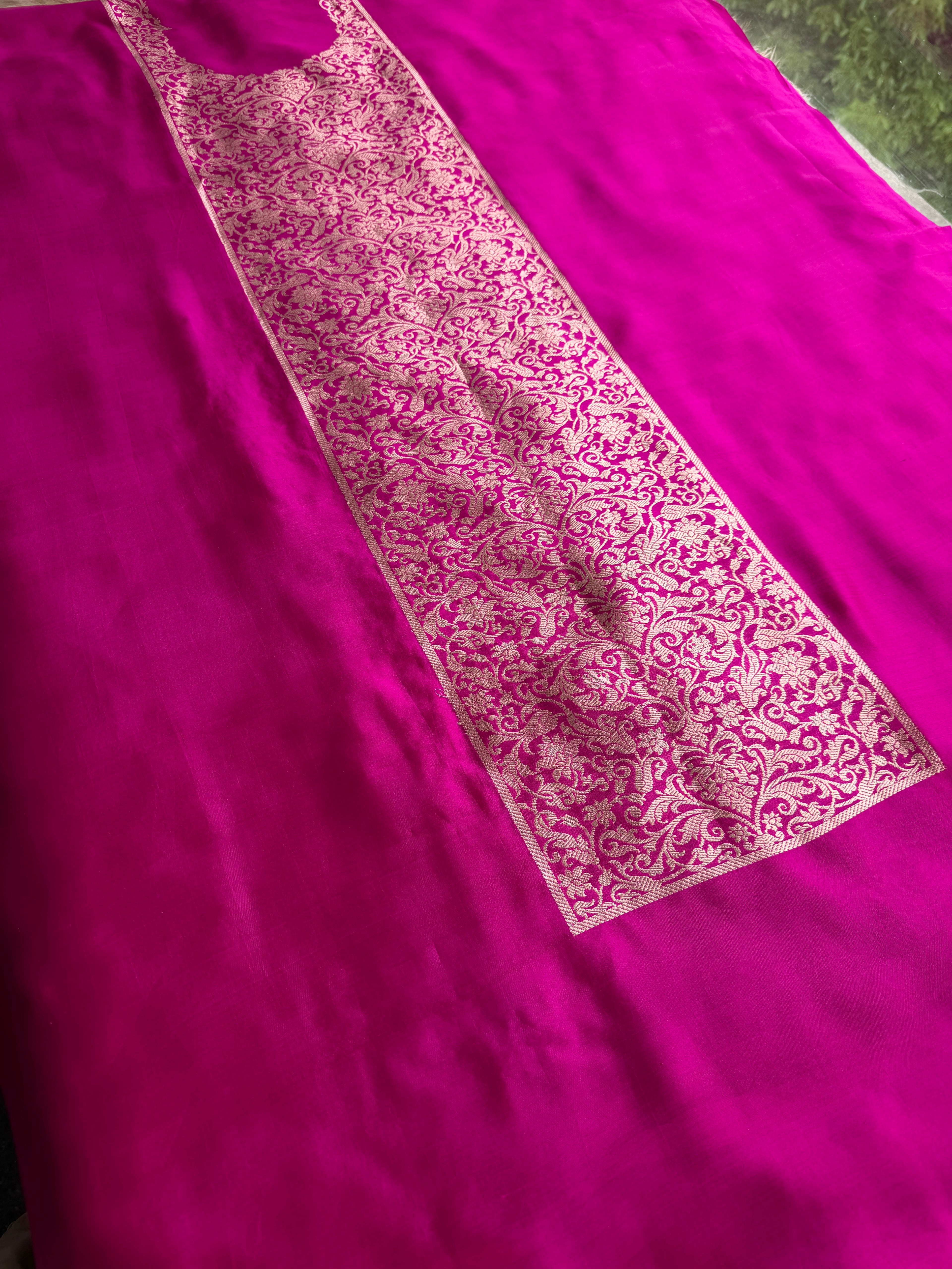 Pure Silk Khaddi Embroidered Suit with Banarasi Gharchola Dupatta