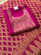 Pure Silk Khaddi Embroidered Suit with Banarasi Gharchola Dupatta