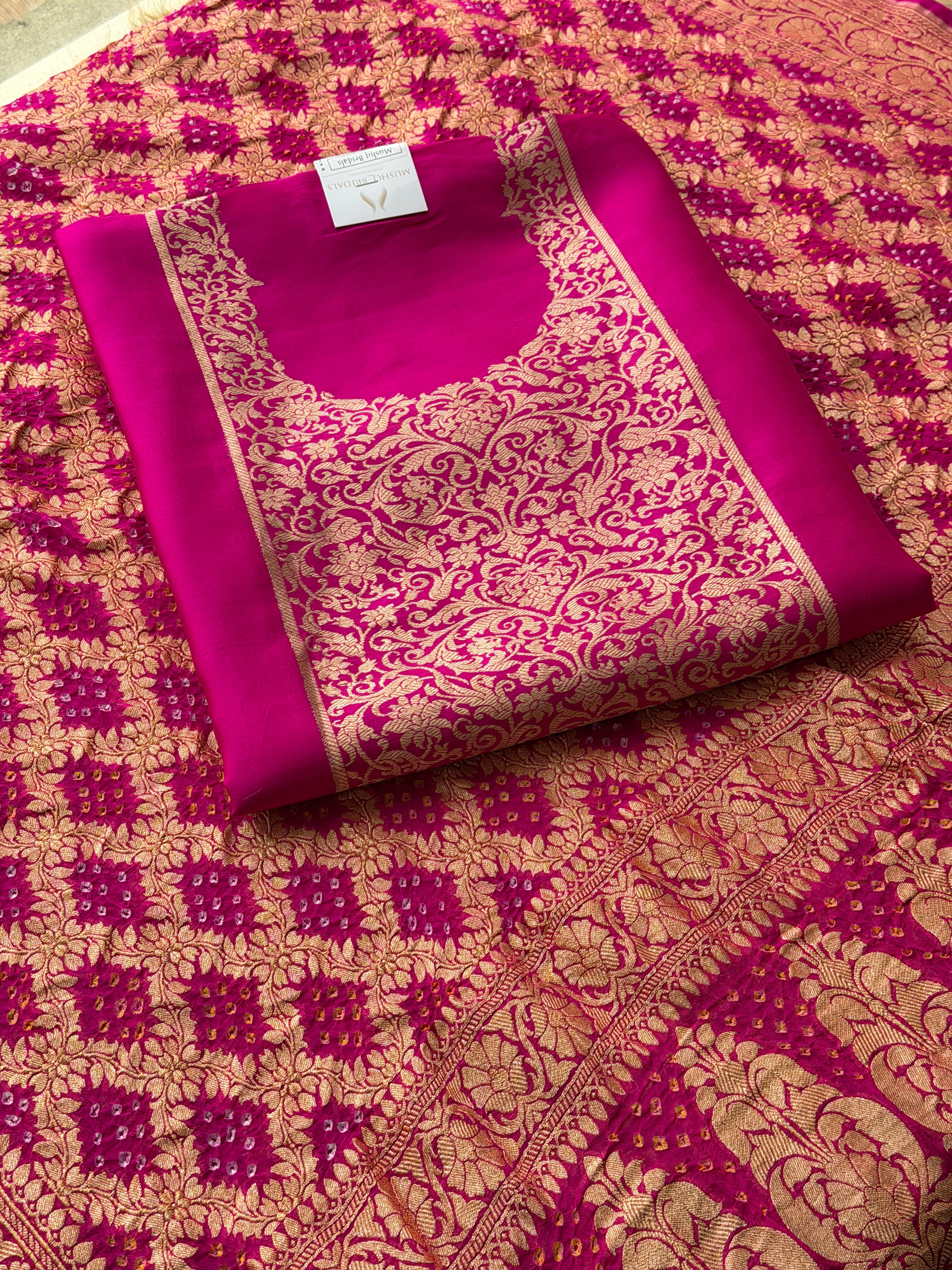 Pure Silk Khaddi Embroidered Suit with Banarasi Gharchola Dupatta