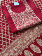 Pure Silk Khaddi Embroidered Suit with Banarasi Gharchola Dupatta