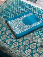 Pure Silk Khaddi Embroidered Suit with Banarasi Gharchola Dupatta