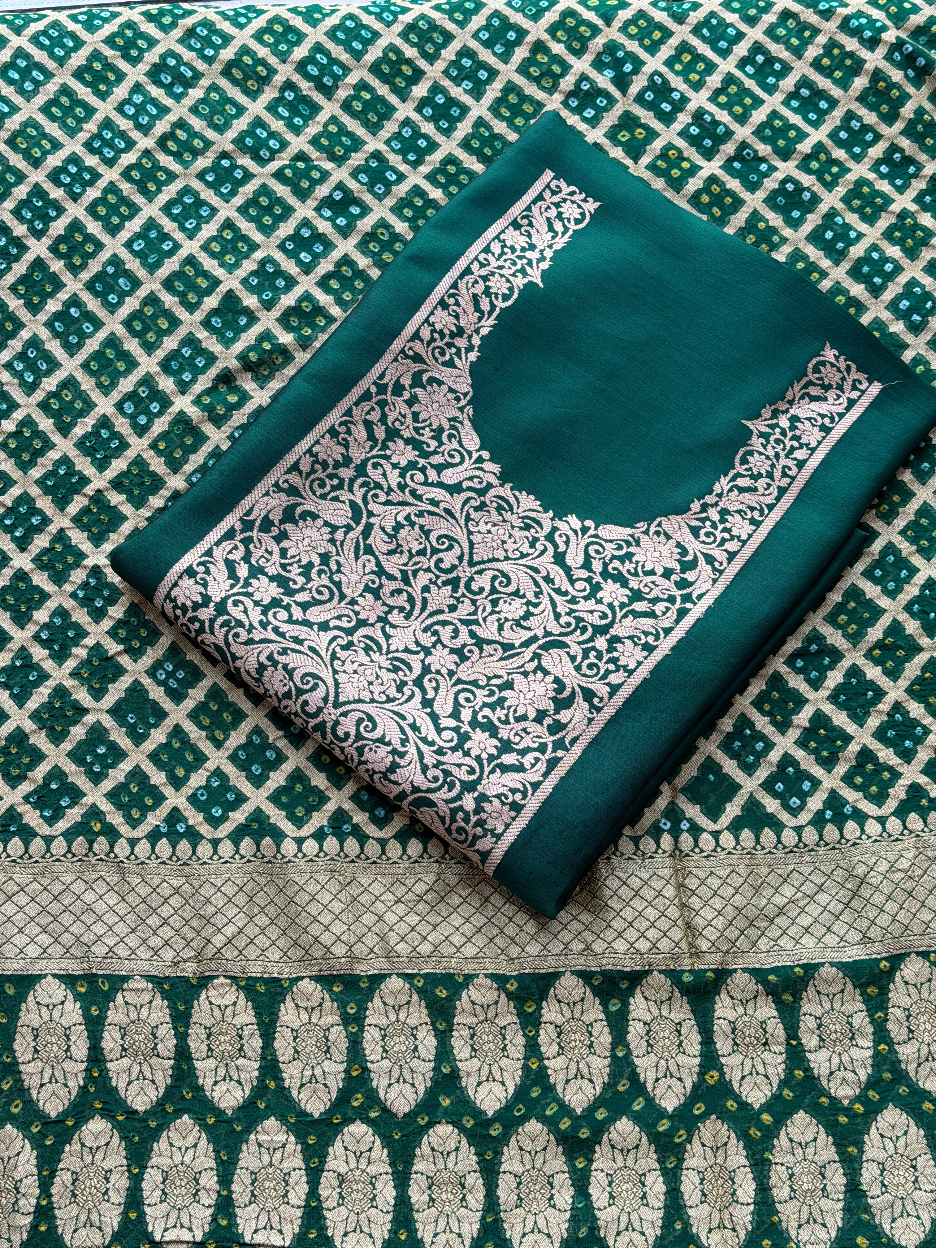 Pure Silk Khaddi Embroidered Suit with Banarasi Gharchola Dupatta