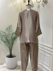 Noor-e-Taupe Tissue Silk Suit Set