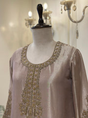 Noor-e-Taupe Tissue Silk Suit Set