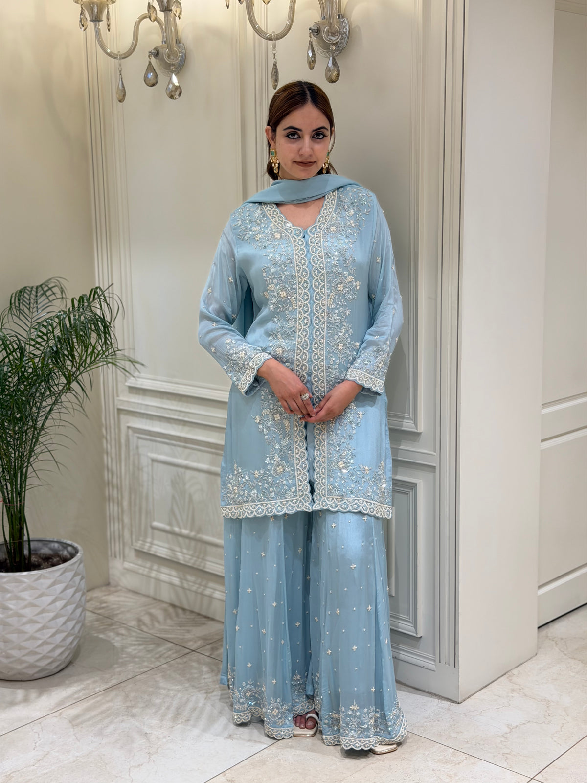 Noor-e-Aab Chinon Chiffon Sharara Set