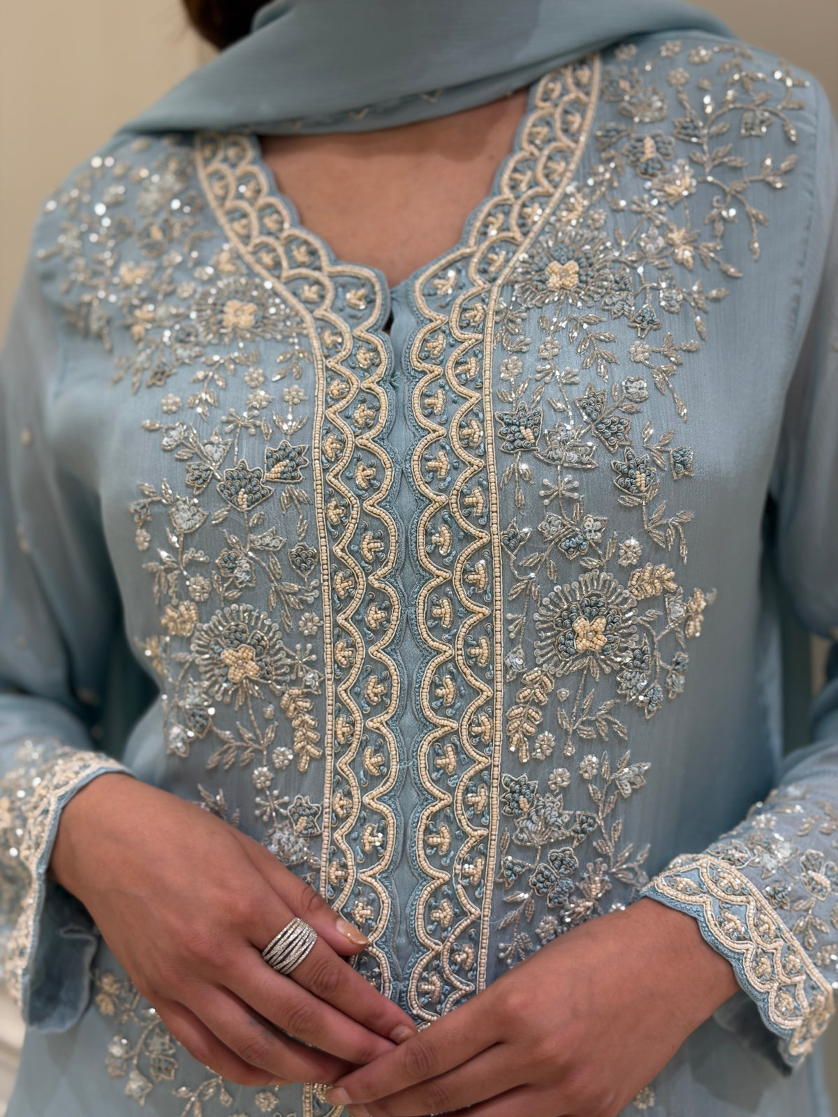 Noor-e-Aab Chinon Chiffon Sharara Set