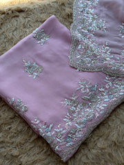 Sequin Embroidered Designer Suit with Elegant Floral Border Dupatta