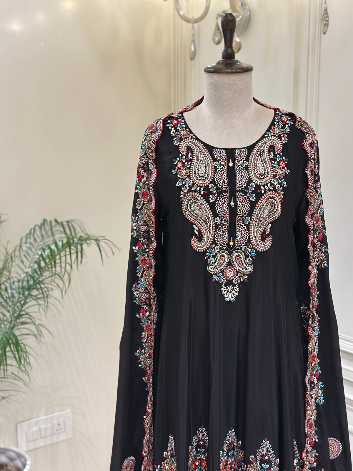 Hand-Embellished Chinon Anarkali Set