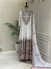 Hand-Embellished Chinon Anarkali Set