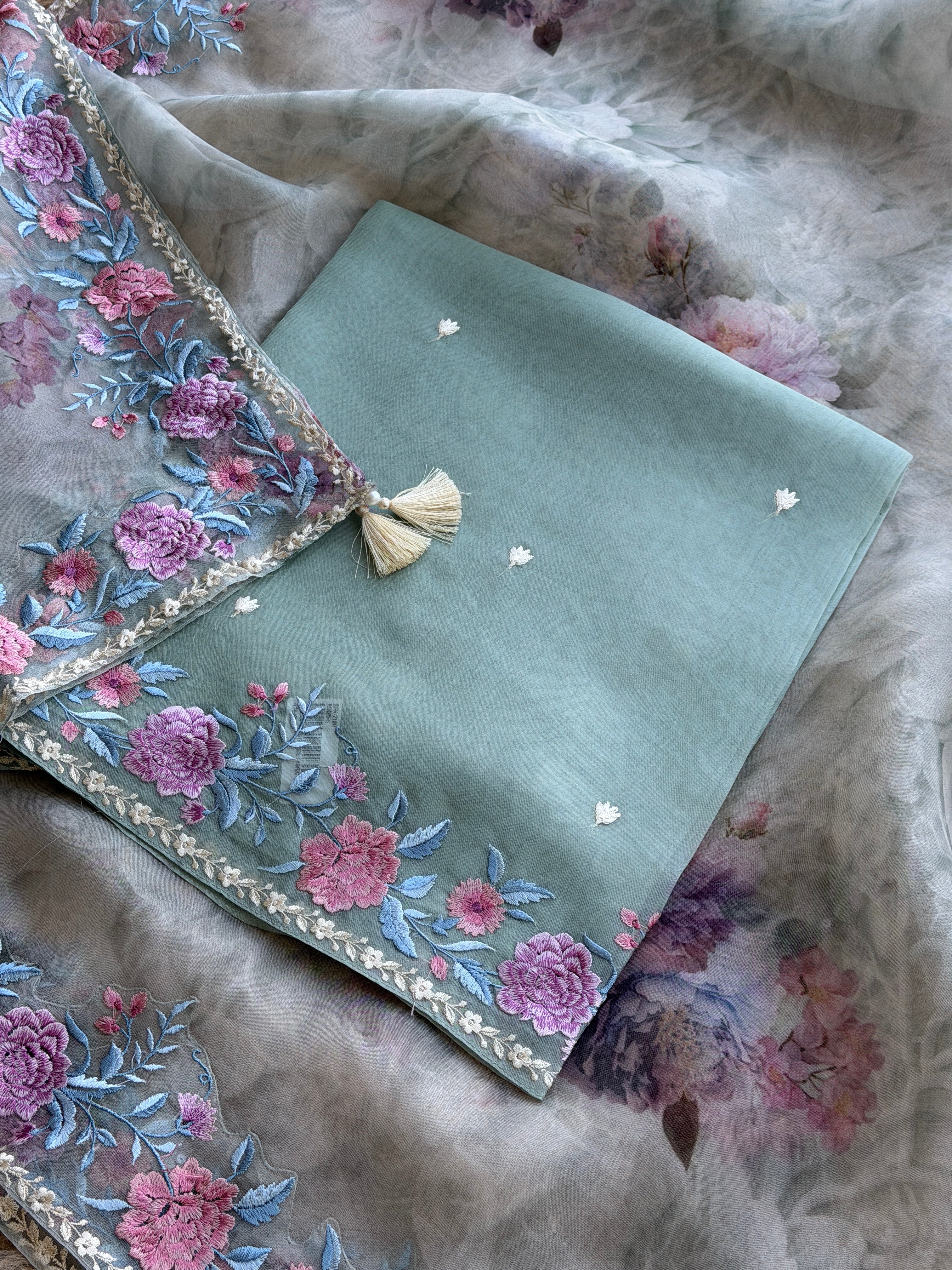 Floral Embroidered Organza Suit