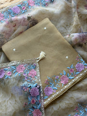 Floral Embroidered Organza Suit
