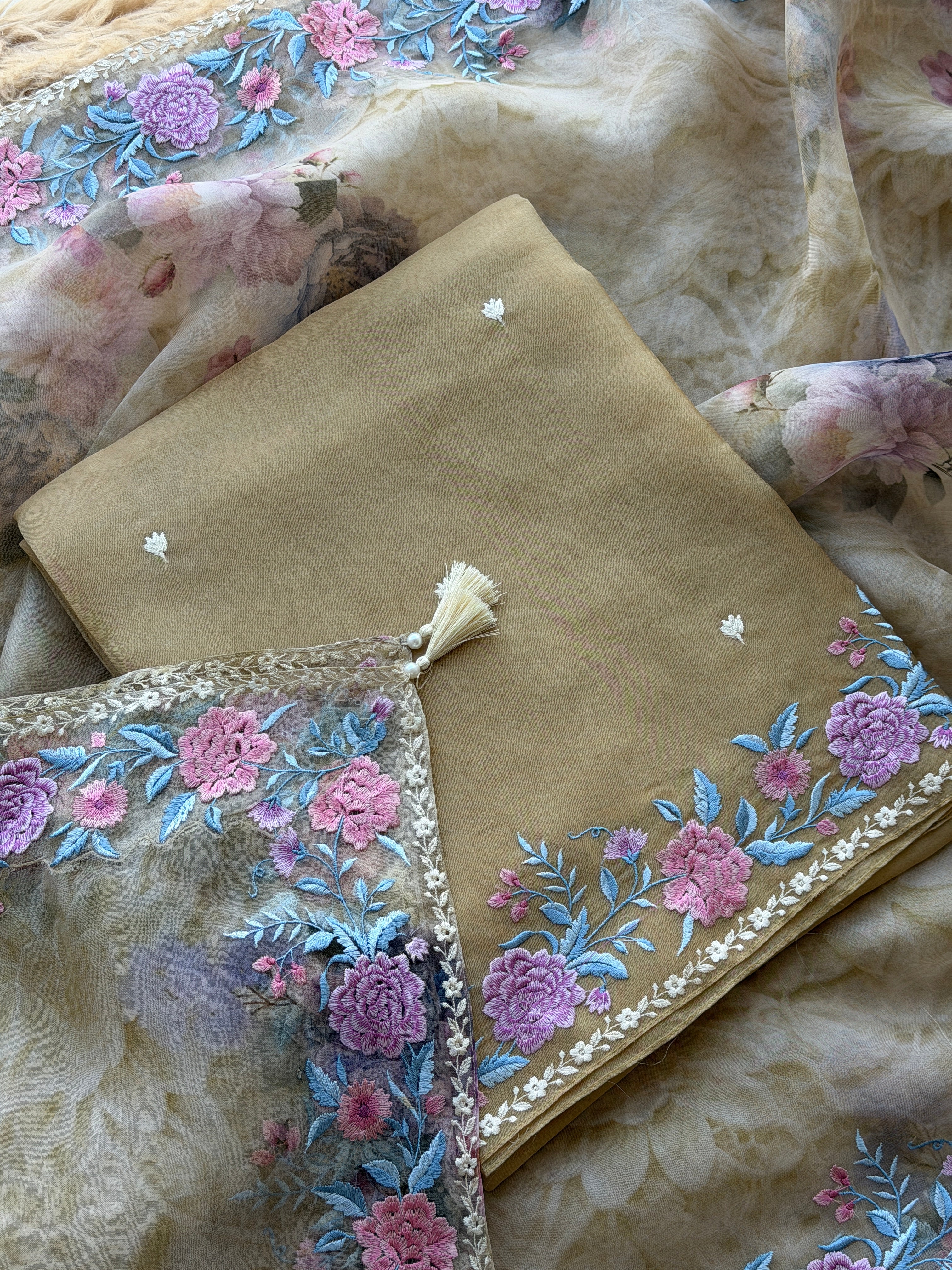 Floral Embroidered Organza Suit