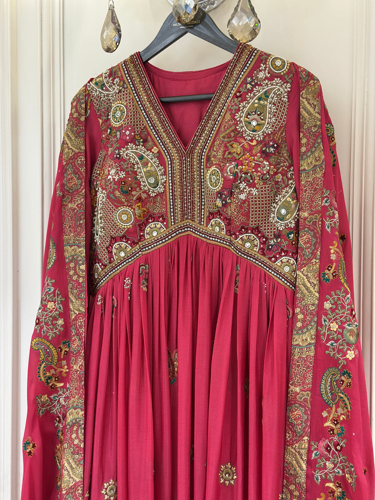 Hand-Embellished Chinon Anarkali Set