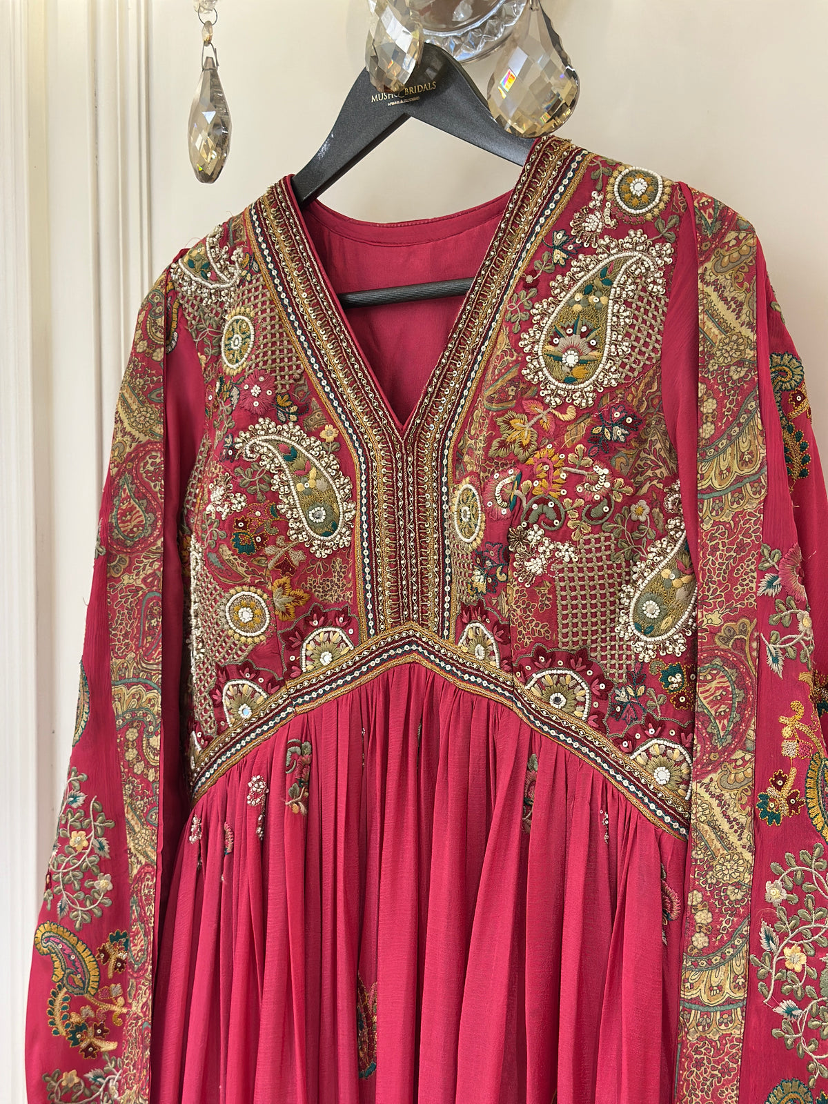 Hand-Embellished Chinon Anarkali Set
