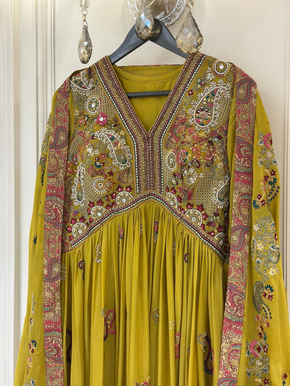 Hand-Embellished Chinon Anarkali Set