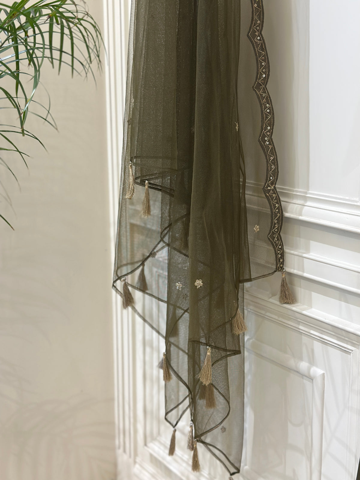Zardozi Hand-Embellished Chinon Gown