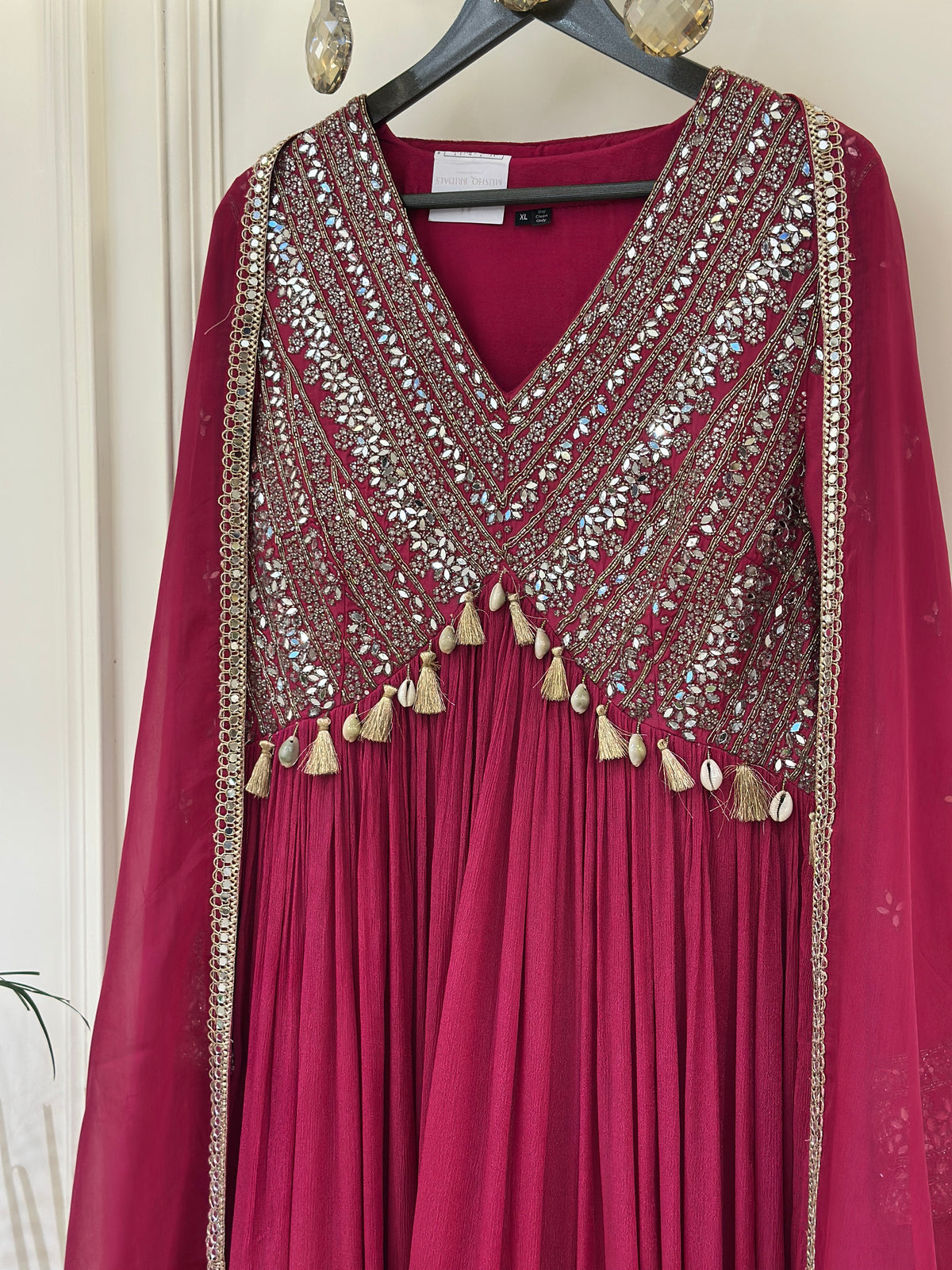 Mirror & Dabka Embellished Chinon Gown
