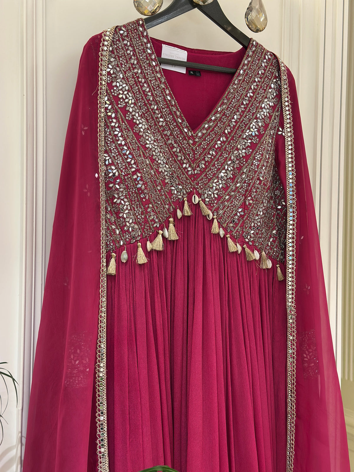Mirror & Dabka Embellished Chinon Gown