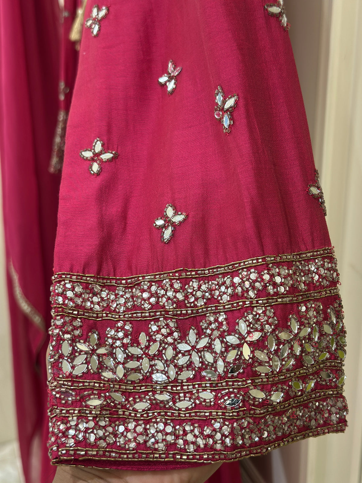 Mirror & Dabka Embellished Chinon Gown