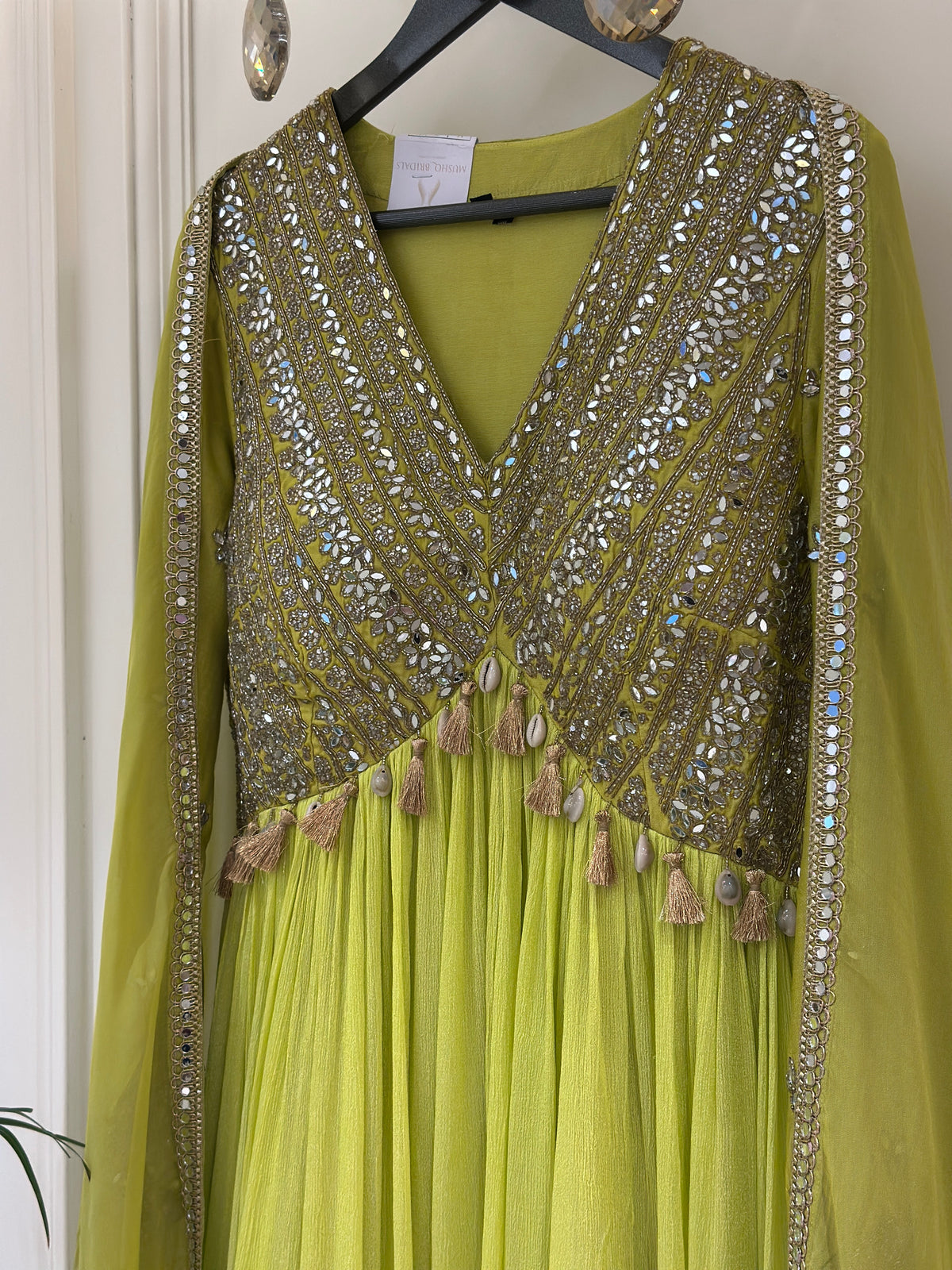 Mirror & Dabka Embellished Chinon Gown