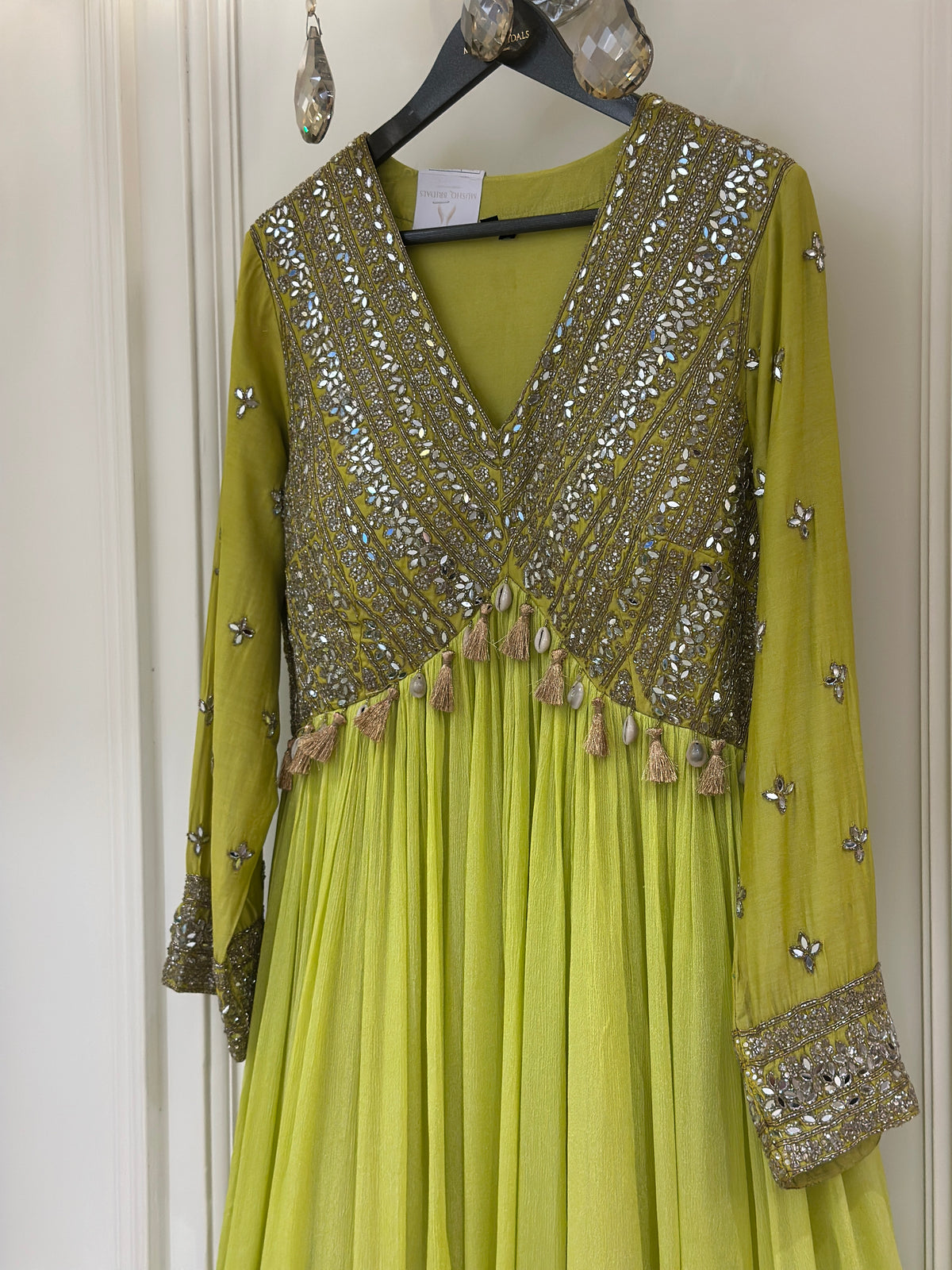 Mirror & Dabka Embellished Chinon Gown
