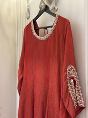 Rust Bloom Crush Tissue Luxury Suit Set