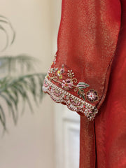 Burnt Orange Tissue Silk Gharara Set